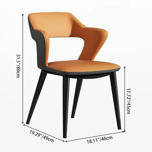 Contemporary Scandinavian Leather Fabric Carbon Steel Sponge Square Wing Dining Chair Backrest Armrest For Dining Room - Image 6