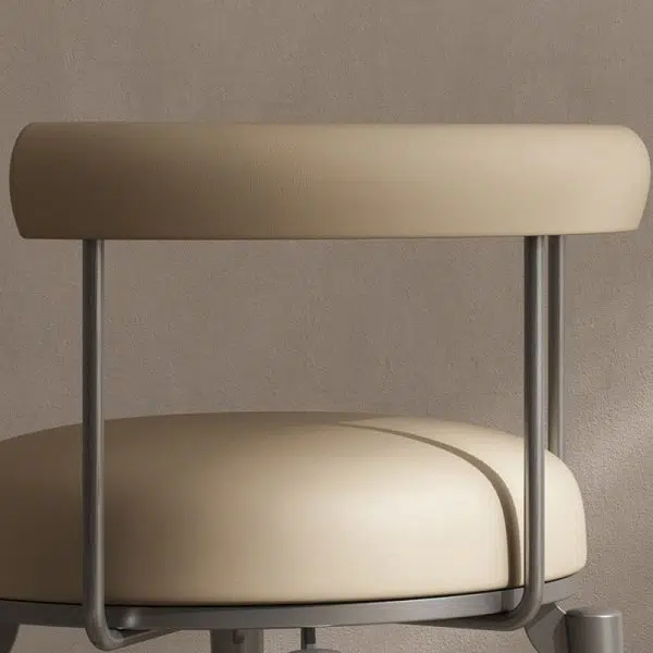 Contemporary Nordic Round Upholstered Leather Stainless Steel Dining Chair Curved Backrest For Dining Room - Image 9