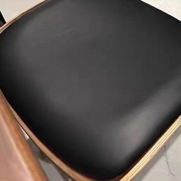 Contemporary Nordic Walnut Wood Grain Microfiber Leather Upholstered Dining Chair Backrest For Dining Room - Image 6