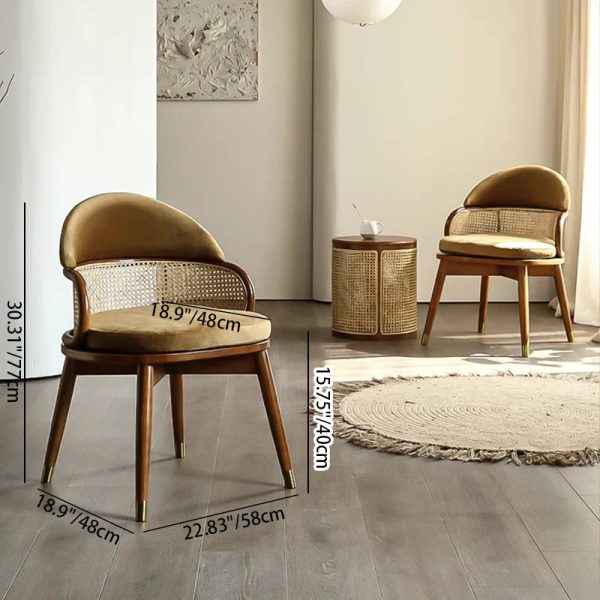 Contemporary Nordic Weaving Ash Wood Rattan Fabric Sponge Round Dining Chair Backrest For Dining Room - Image 4