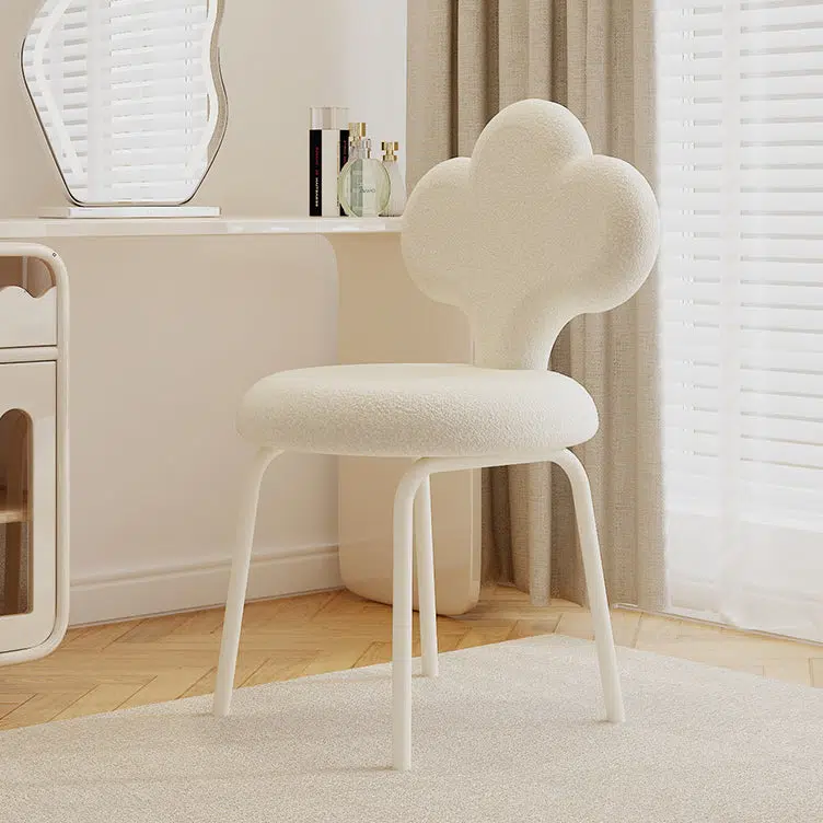 16-48b71967-fba4-49d4-bfd3-8600593b235c.jpg Contemporary Creative Cloud Shape Lambswool Upholstered Swivel Vanity Stool Backrest For Bedroom - Image 2