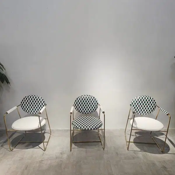 Contemporary Scandinavian Round Cushion Microfiber Leather Stainless Steel Dining Chair Backrest Armrest For Dining Room - Image 14