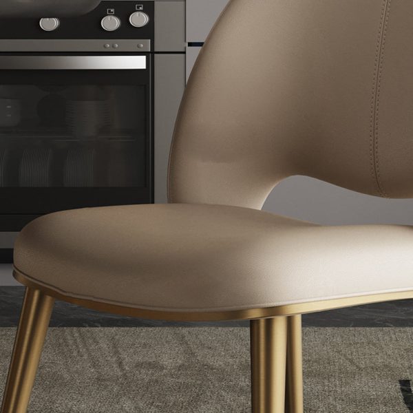 Contemporary Nordic Square Curved Upholstered Leather Stainless Steel Dining Chair Backrest For Dining Room - Image 6