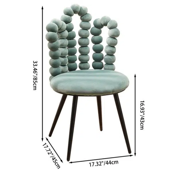 Contemporary Creative Trapezoidal Round Upholstered Bead String Backrest Velvet Carbon Steel Vanity Stool For Bedroom - Image 4