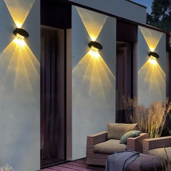 Modern Round Tempered Glass Waterproof Solar LED Outdoor Garden Wall Sconce Lamp - Image 16
