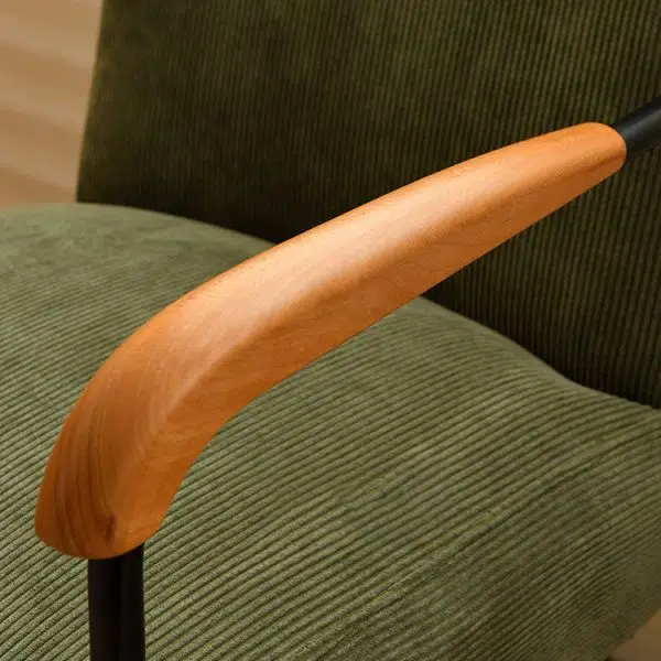 Contemporary Nordic Rectangular Iron Fabric Chair Backrest Armrest For Living Room - Image 8