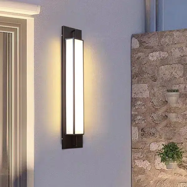 Modern Minimalist Long Square PMMA Stainless Steel LED Outdoor Wall Sconce Lamp For Garden - Image 8