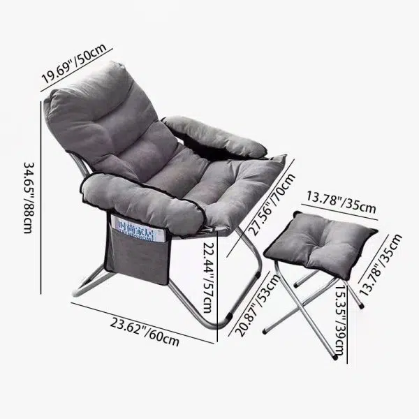 Modern Minimalist Square Back Cotton Stainless Steel Accent Chair Backrest Armrest For Living Room - Image 4