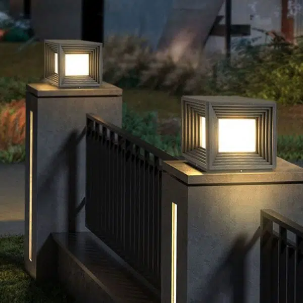 Modern Simplicity Rectangular Stainless Steel Acrylic LED Post Head Light For Outdoor Patio - Image 12