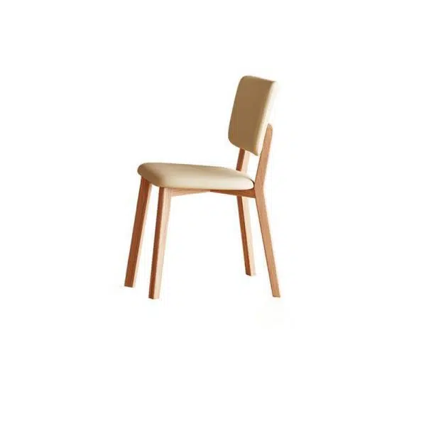Modern Minimalist Square Wood Leather Chair Backrest Armless For Living Room - Image 13