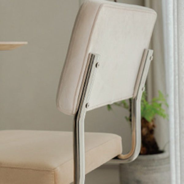 Contemporary Nordic Square Fabric Upholstered Stainless Steel Bracket Dining Chair Backrest For Dining Room - Image 6