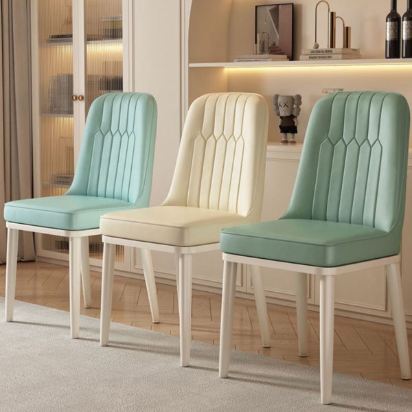 Contemporary Luxury Square PU Leather Upholstered Dining Chair Backrest For Dining Room - Image 17