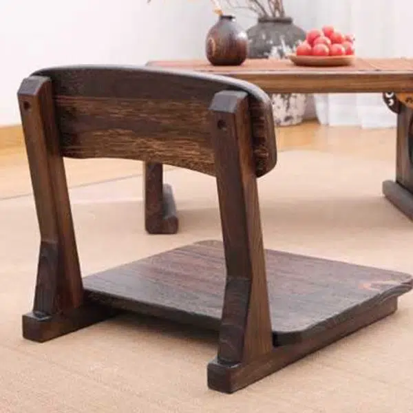 Traditional Japanese Square Paulownia Wood Cotton Linen Chair Tatami Backrest For Entertainment Room - Image 15