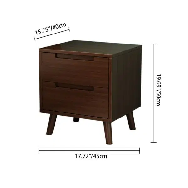 Contemporary Nordic Rectangular Solid Wood Nightstand 1/2 Drawer For Bedroom - Image 4