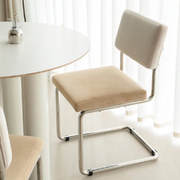 Contemporary Nordic Square Fabric Upholstered Stainless Steel Bracket Dining Chair Backrest For Dining Room - Image 2