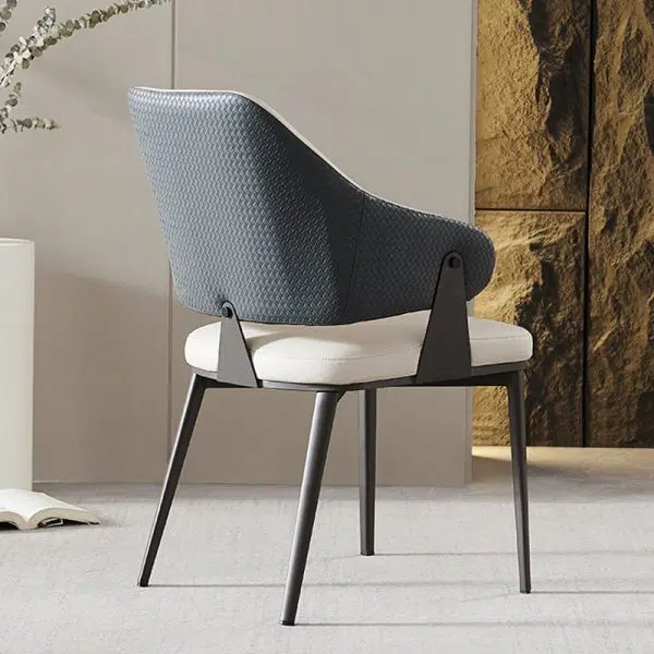 Contemporary Scandinavian Leather Carbon Steel Sponge Square Lozenge Dining Chair Backrest Armrest For Dining Room - Image 15