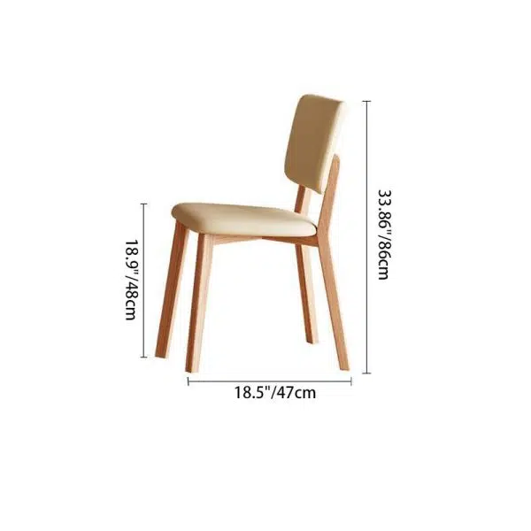 Modern Minimalist Square Wood Leather Chair Backrest Armless For Living Room - Image 5