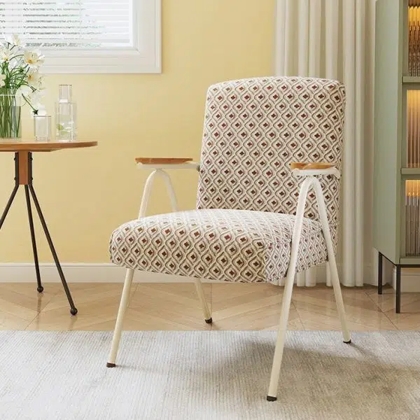 Contemporary Scandinavian Square Cushion Cotton Linen High Resilience Sponge Carbon Steel Accent Chair Backrest Armrest For Living Room - Image 3