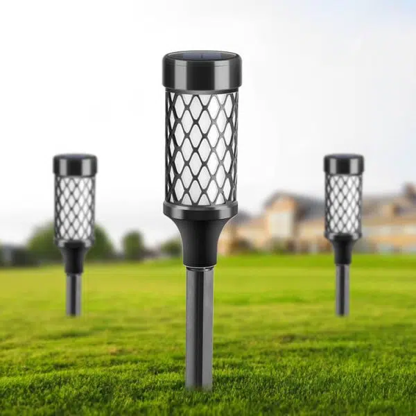 Outdoor Solar Waterproof ABS Weaving Cylindrical Cage LED Lawn Insert Landscape Light - Image 3