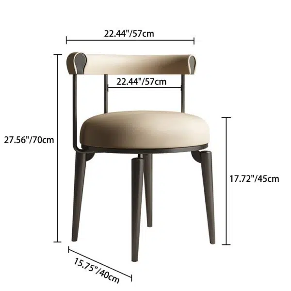 Contemporary Nordic Round Upholstered Leather Stainless Steel Dining Chair Curved Backrest For Dining Room - Image 4