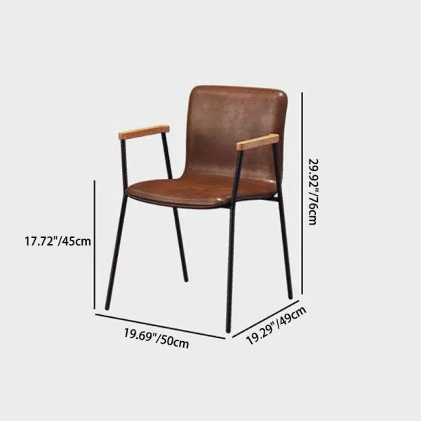 Contemporary Luxury Square Faux Leather Upholstered Dining Chair Backrest Armrest For Dining Room - Image 4