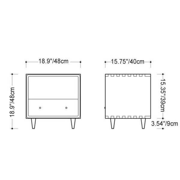 Contemporary Nordic Rectangular Solid Wood Nightstand 1-Drawer Cabinet For Bedroom - Image 3