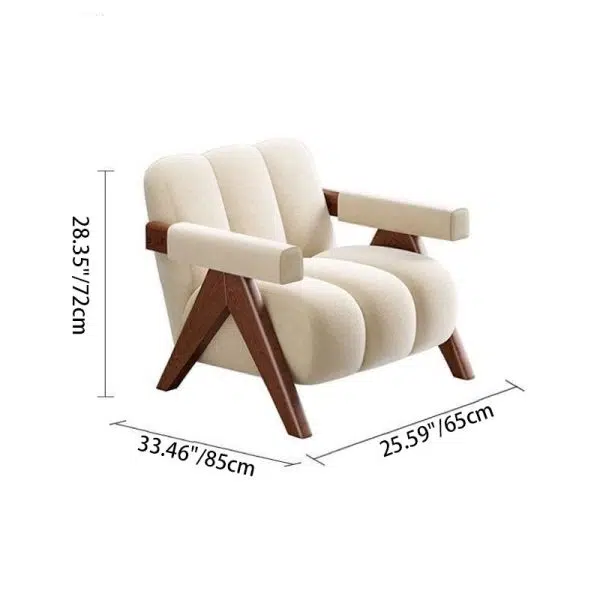 Contemporary Nordic Square Velvet Wood Sponge Accent Chair Backrest Armrest For Living Room - Image 6