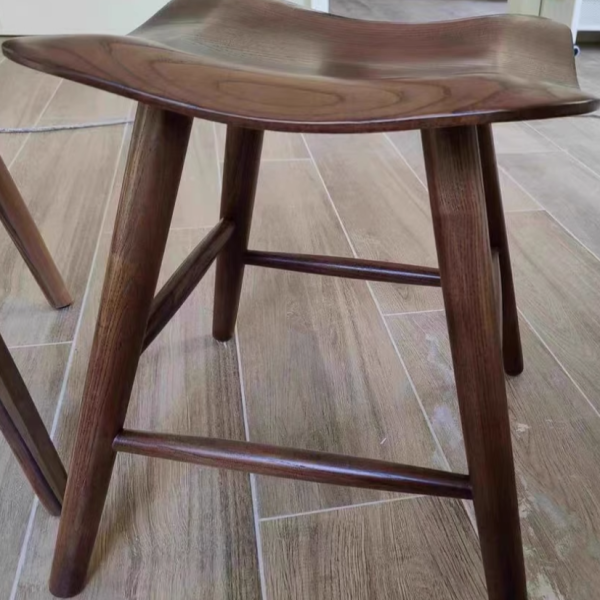 Contemporary Nordic Ash Wood Square Vanity Stool Footrest For Bedroom - Image 6