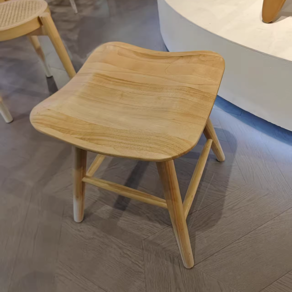 Contemporary Nordic Ash Wood Square Vanity Stool Footrest For Bedroom - Image 7