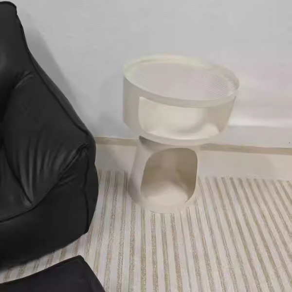 Contemporary Nordic Cream Round Cylindrical Glass Iron 1 - Cabinet Side Table For Living Room - Image 13