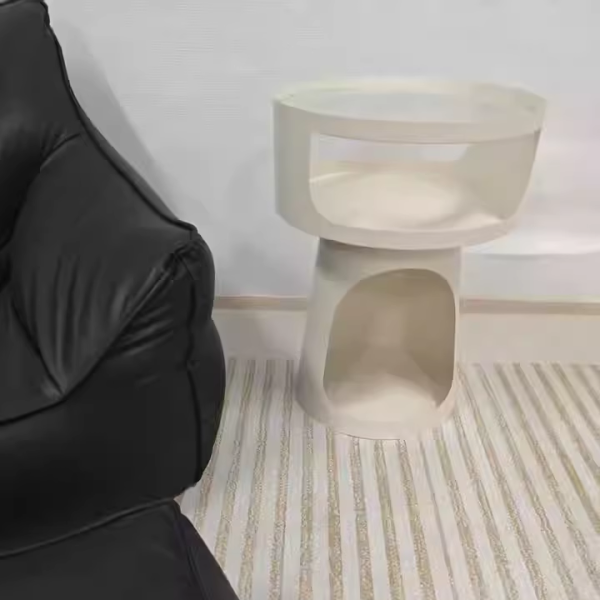 Contemporary Nordic Cream Round Cylindrical Glass Iron 1 - Cabinet Side Table For Living Room - Image 12