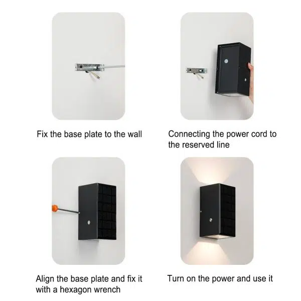 Modern Solar Black Rectangular Die-Cast Aluminum Solar LED Outdoor Wall Light - Image 18