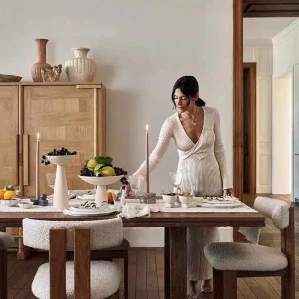 Contemporary Retro Half Round Upholstered Fabric Wood Dining Chair Curved Backrest For Dining Room - Image 7