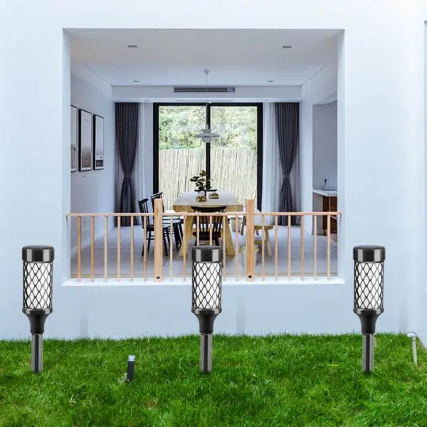 Outdoor Solar Waterproof ABS Weaving Cylindrical Cage LED Lawn Insert Landscape Light - Image 12