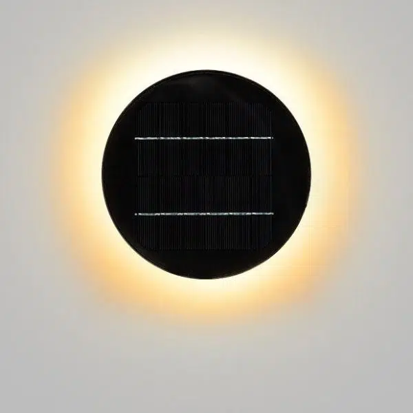 Minimalist Solar Waterproof  Round Disc Design LED Outdoor Wall Sconce Lamp - Image 6