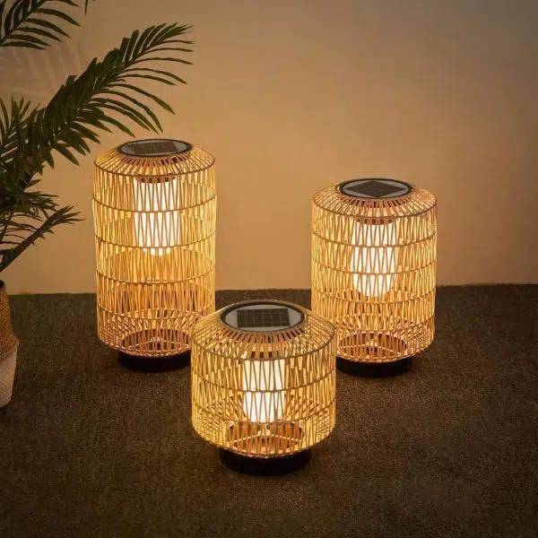 Modern Minimalist Solar Iron Rattan Cage Shaped LED Outdoor Landscape Light For Garden - Image 2