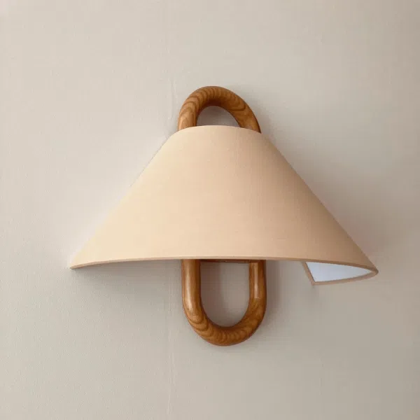 Modern Original Solid Wood Pleated Semi-Circle 1-Light Wall Sconce Lamp - Image 24