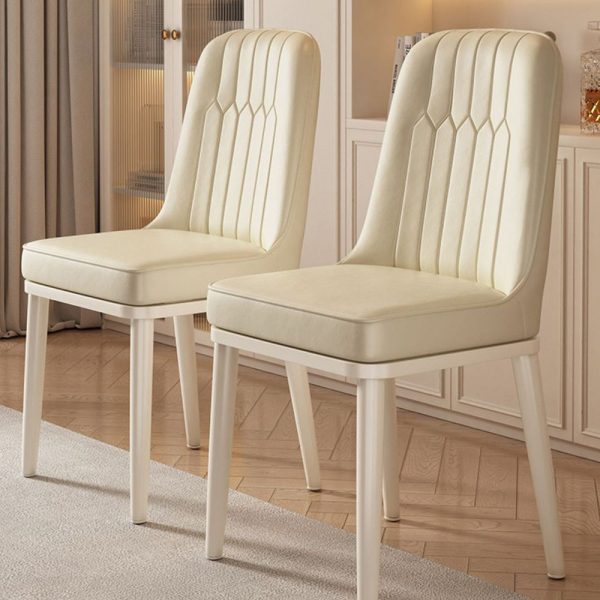 Contemporary Luxury Square PU Leather Upholstered Dining Chair Backrest For Dining Room - Image 18