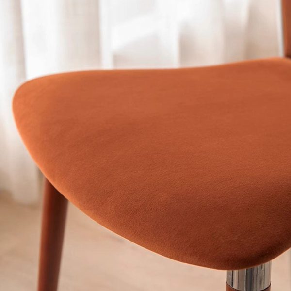 Contemporary Retro Beech Wood Iron Velvet Sponge Square Curved Dining Chair Backrest For Dining Room - Image 7