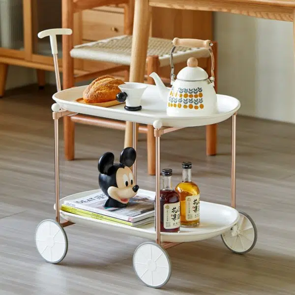 Contemporary Nordic Oval Round ABS Aluminum End Table 2-Tier For Living Room - Image 12