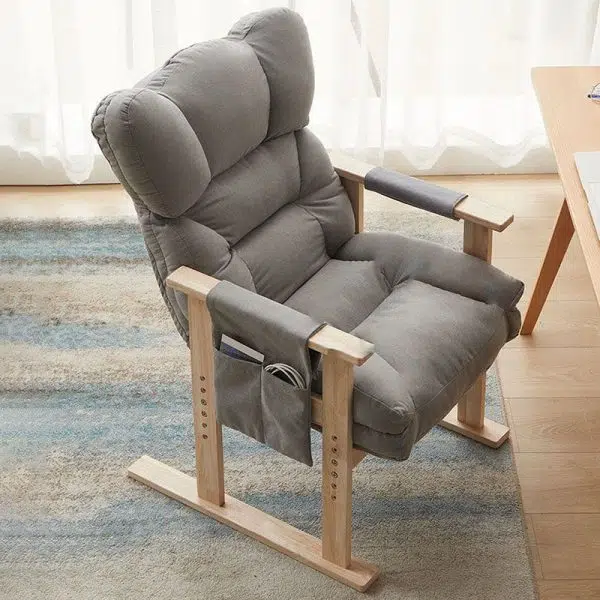 Modern Simplicity Fabric Upholstered Wood Frame Accent Chair Adjustable Backrest Armrest For Home Office - Image 20