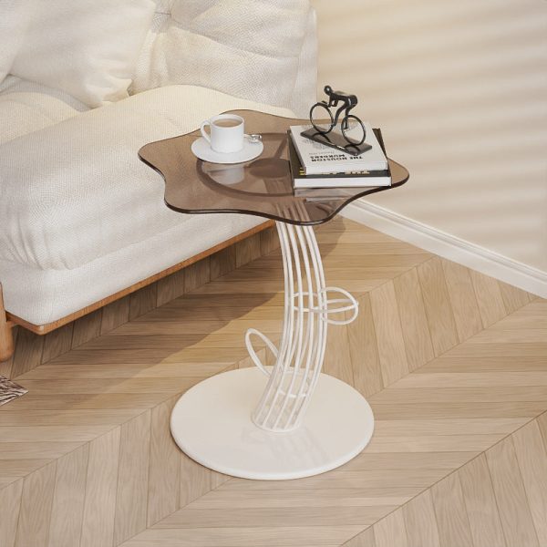 Contemporary Creative Clouds Rock Slab Tempered Glass End Table 1-Tier For Bedroom - Image 16