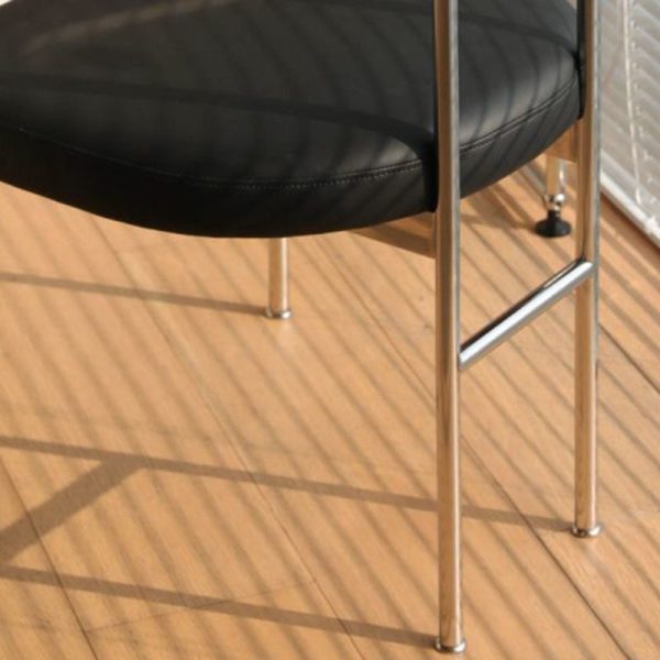 Contemporary Nordic Half Round Leather Metal Wood Curved Backrest Dining Chair For Dining Room - Image 12