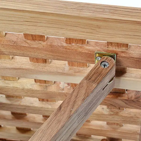 Traditional Rustic Square Wood Chair Backless Armless For Living Room - Image 7