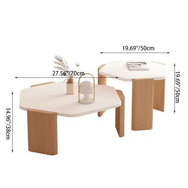 Contemporary Creative Hexagonal Plank Oak End Table 1-Tier For Living Room - Image 4