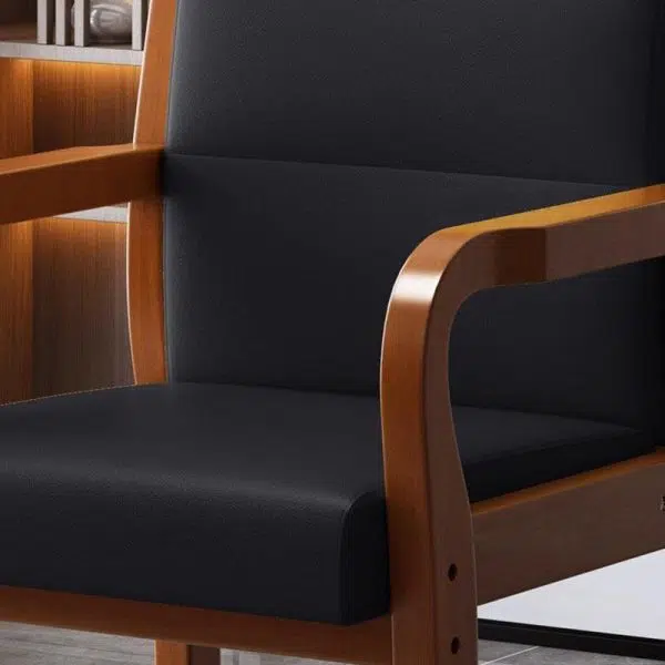 Modern Luxury Rectangular Wood Fabric Leather Chair Backrest Armrest For Living Room - Image 9