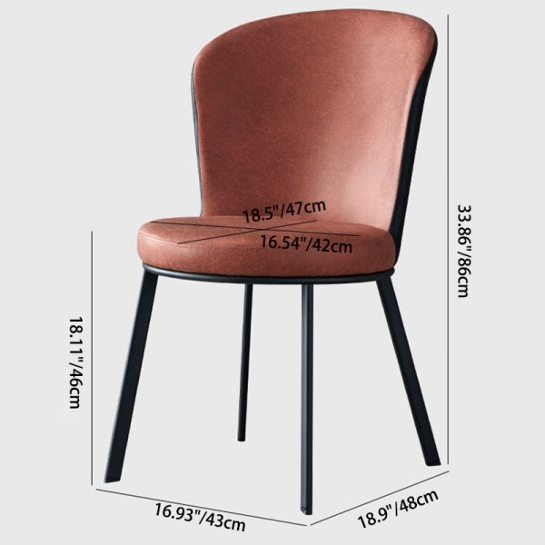 Contemporary Scandinavian Round Cushion Leather Carbon Steel Dining Chair Backrest For Dining Room - Image 4