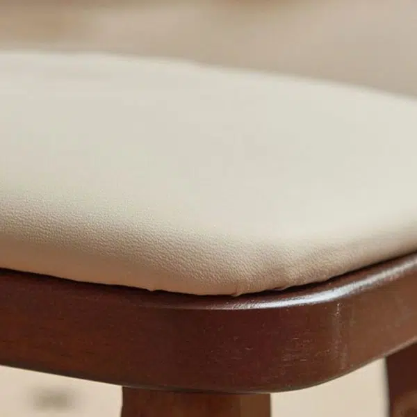 Modern Minimalist Square PU Leather Solid Wood Chair Backless Armless For Living Room - Image 5