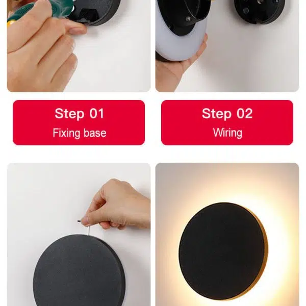 Minimalist Solar Waterproof  Round Disc Design LED Outdoor Wall Sconce Lamp - Image 10