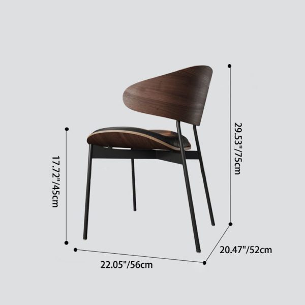 Contemporary Nordic Walnut Wood Grain Microfiber Leather Upholstered Dining Chair Backrest For Dining Room - Image 5